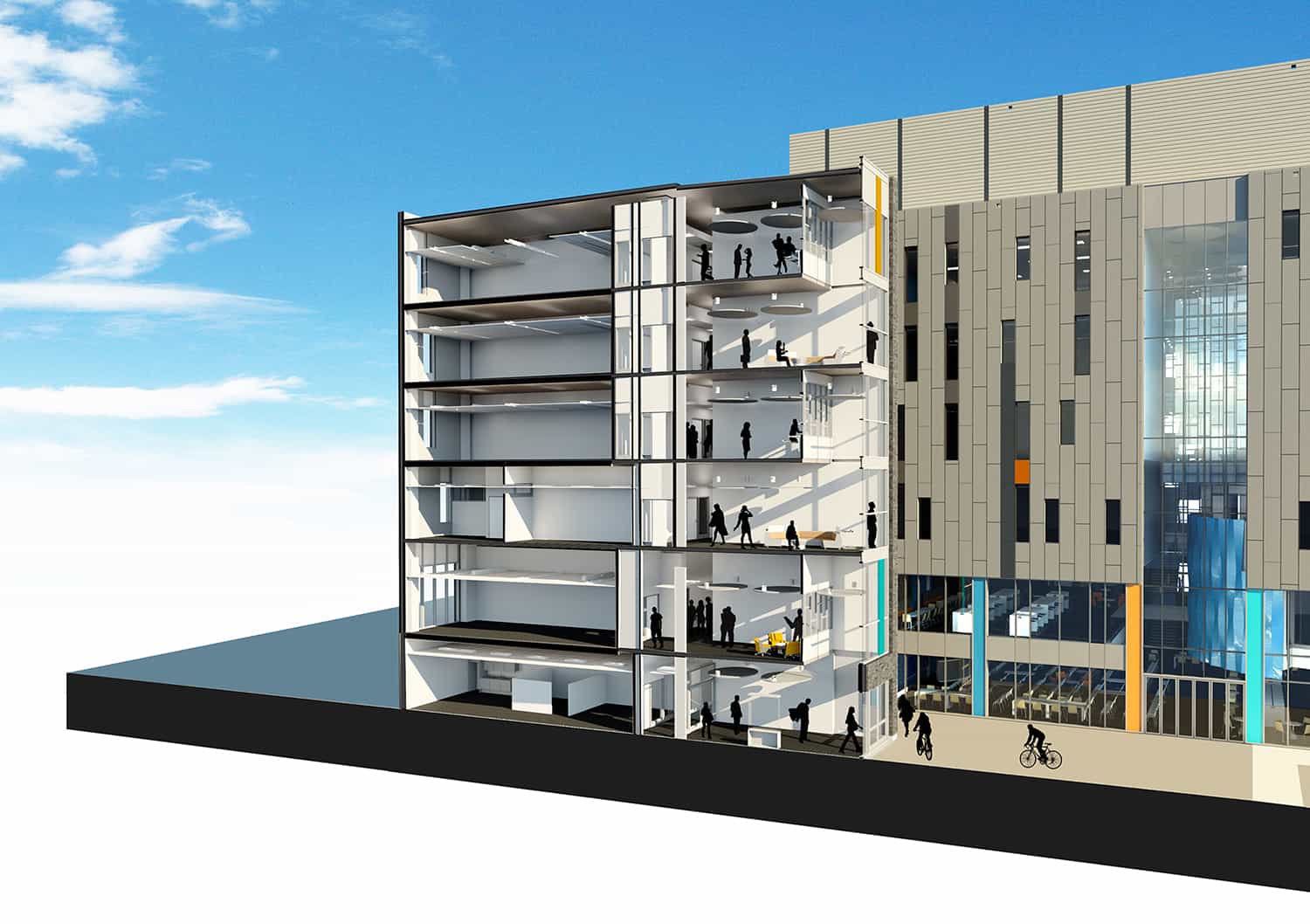 Sectional rendering through study spaces