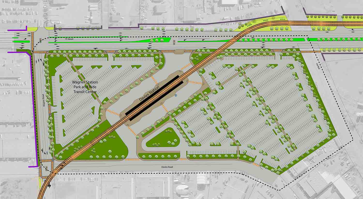 Davies station and parking lot intent