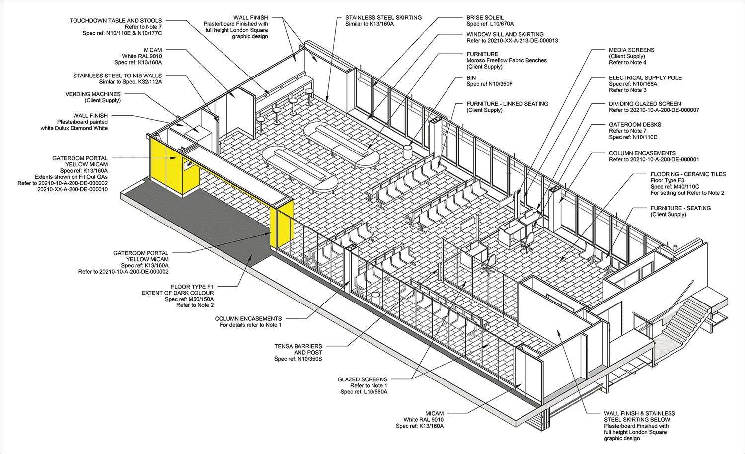 Partial gate 3D interior view