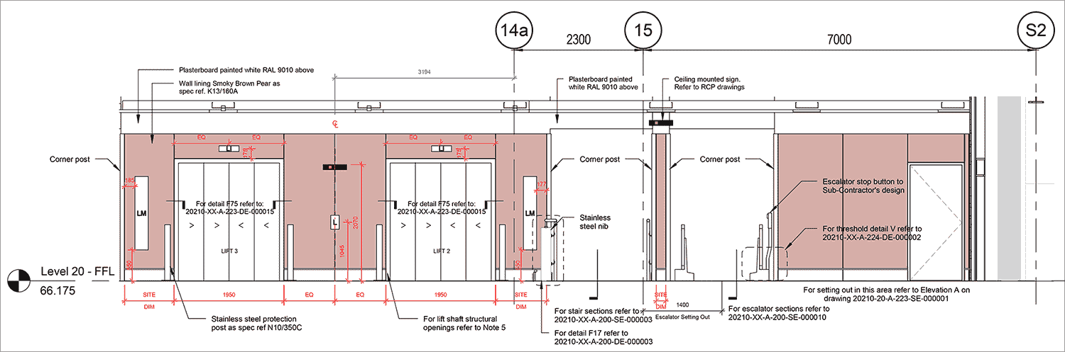 Escalators area elevation