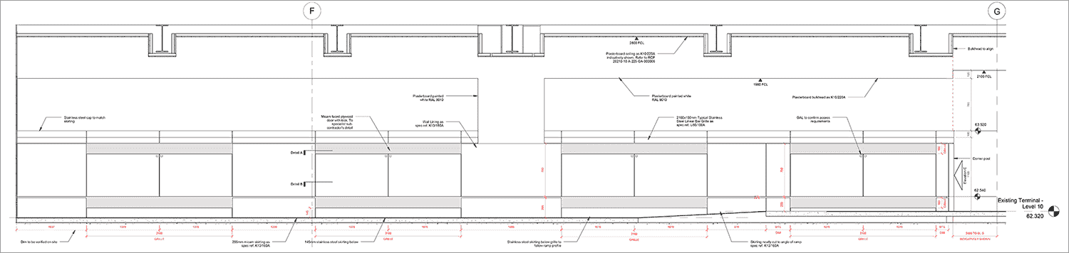 Fan coil unit wall elevation