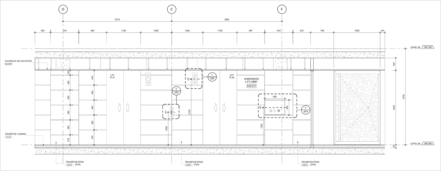 Elevator lobby elevation